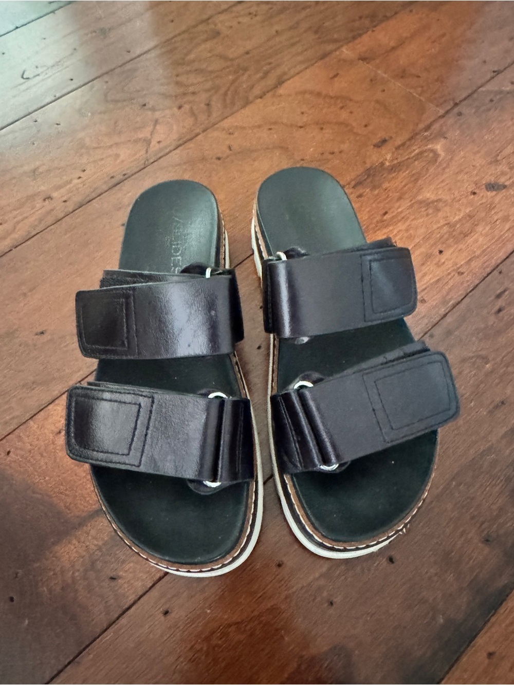 J Slides Black Double-Strap Slide Sandals